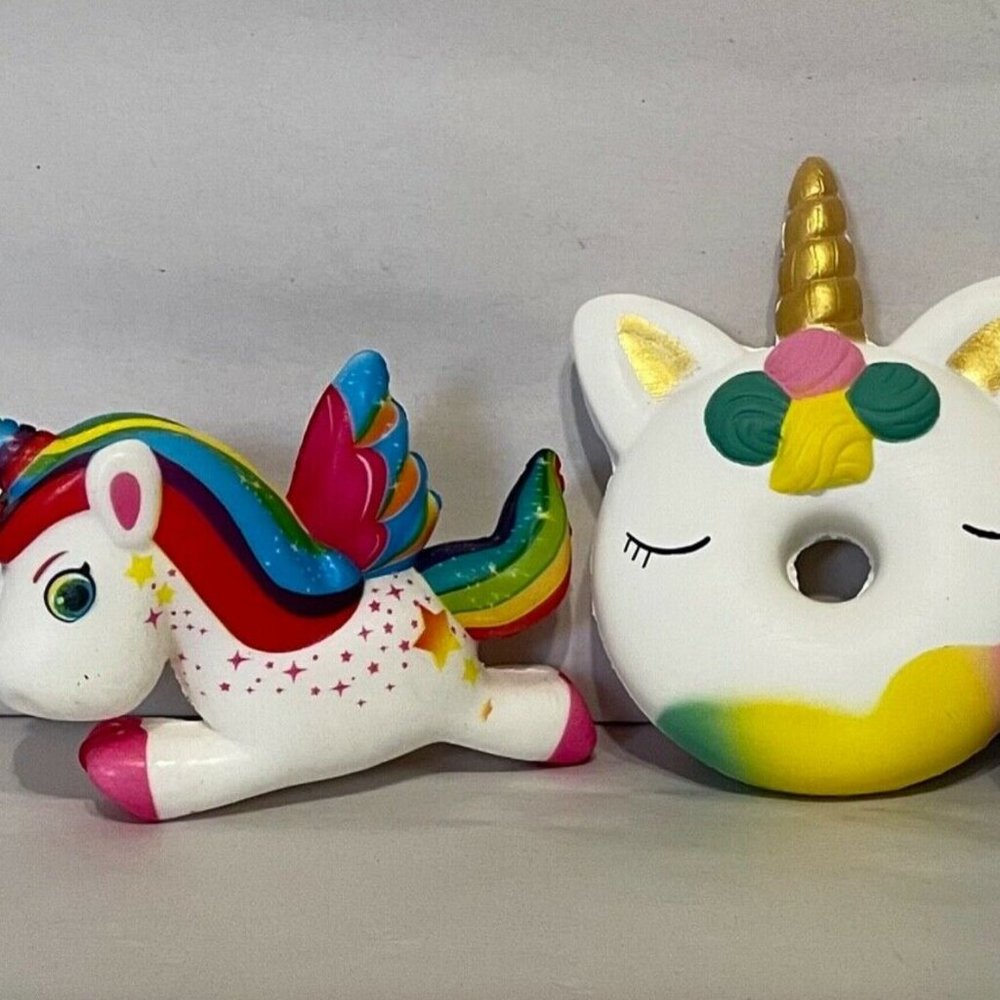 3x Squishy Slow Rising Cake Donut Unicorn Soft Toy